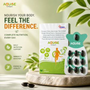 AQUGE Softgels | Omega-3, Multivitamins, Multiminerals & Antioxidants | Skin, Hair & Overall Health Support | For Men & Women – 1 × 10 Softgels