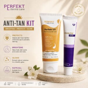 Anti-Tan Kit | Perfekt UV Matt Sunscreen + Esglow Cream | Protection from Tanning, Pigmentation & Sun Damage