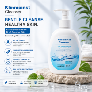 Klinmoinst Cleanser | Face & Body Wash for Dry & Sensitive Skin | Extra Gentle Sulphate & Paraben Free Moisturizing Cleanser | Dermatologist Recommended – 200ml